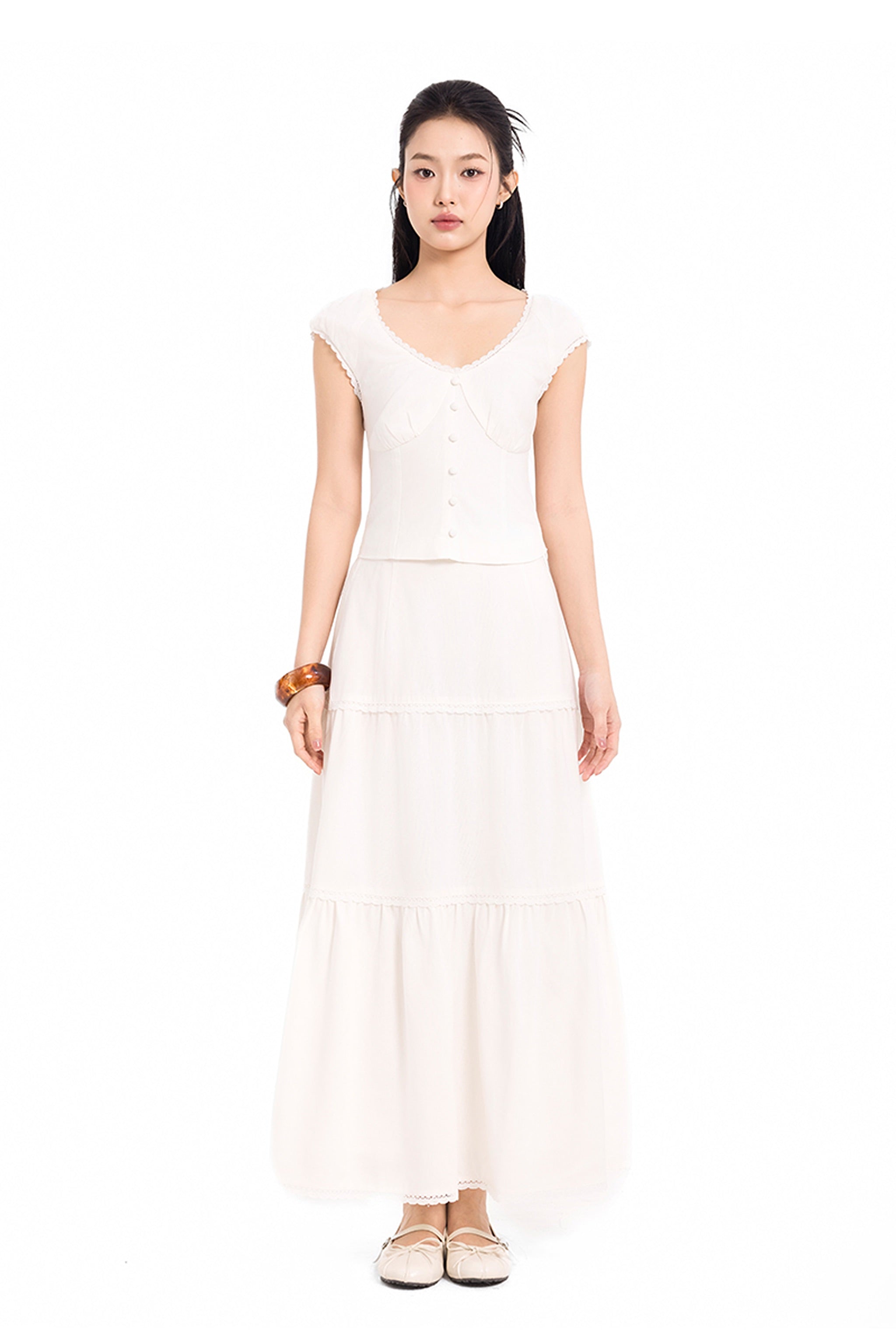 Honey Season Linen Cap Sleeve Top in White